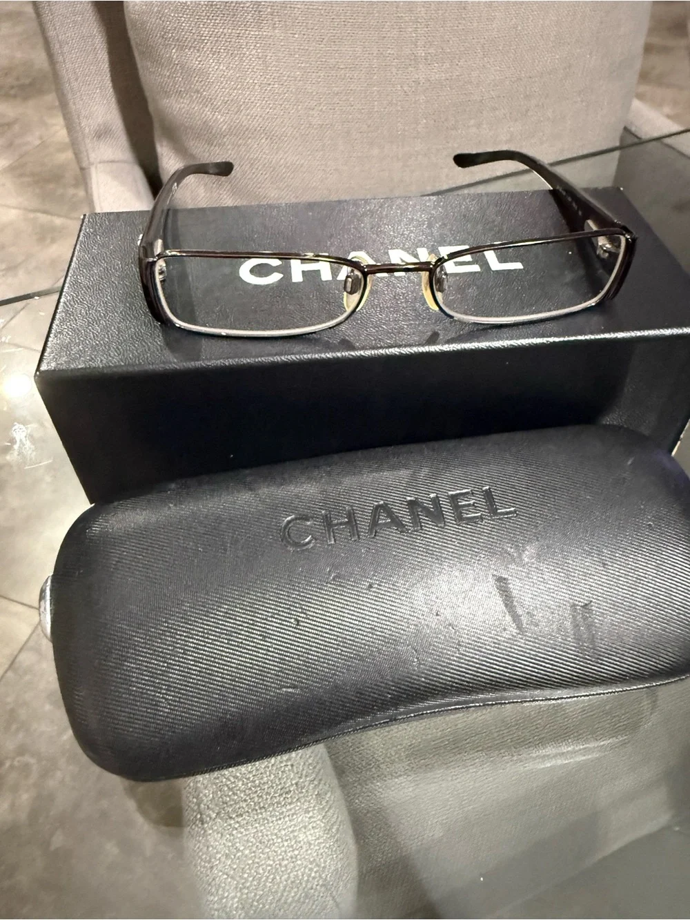 Chanel Black/Gold Rectangular Women’s Eyeglasses